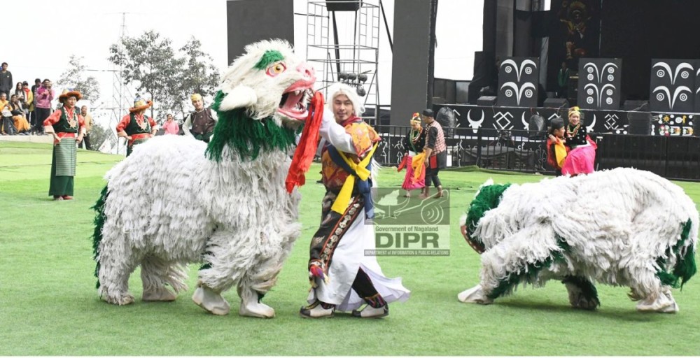 Sikkim Cultural Troupe performing during the Hornbill Festival at Naga Heritage Village, Kisama on December 6. (DIPR Photo)